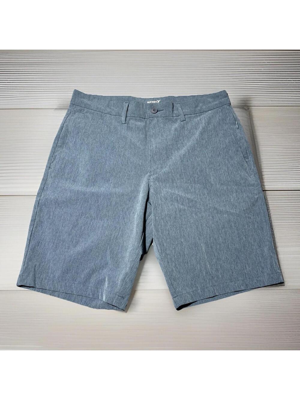 Old Navy Mens Hybrid shorts Active Go-Dry 30 heather blue zipper pockets